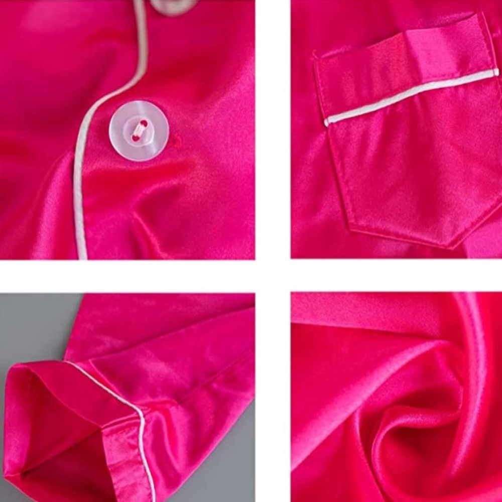 NWT GIRLS ROSE COLORED 2 PIECE SATIN PAJAMA SET - Picture 12 of 16